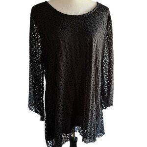 Elegant Ashley J Lined Black Lace Women's Tunic Pullover Top